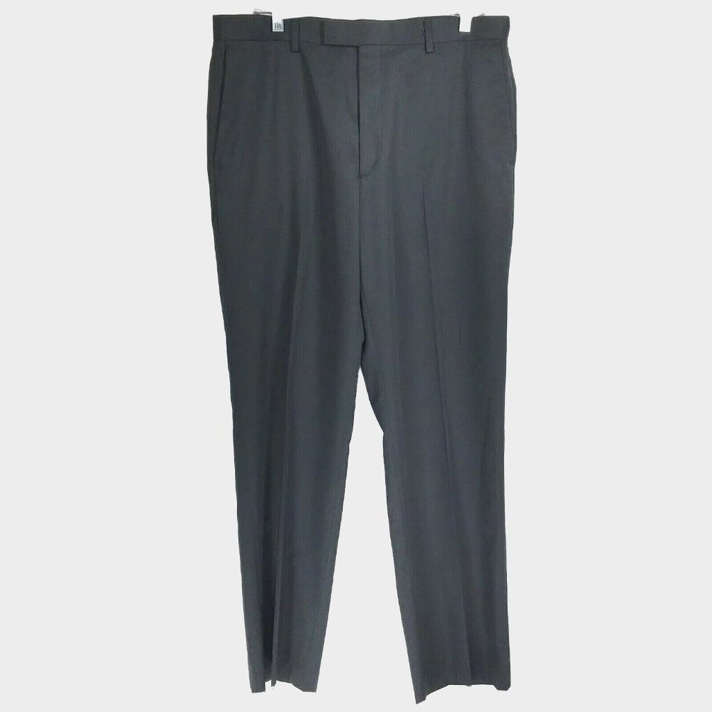 Claiborne 34/32 Pants Dress Gray Straight Leg Flat Front 35x32 Polyester Work